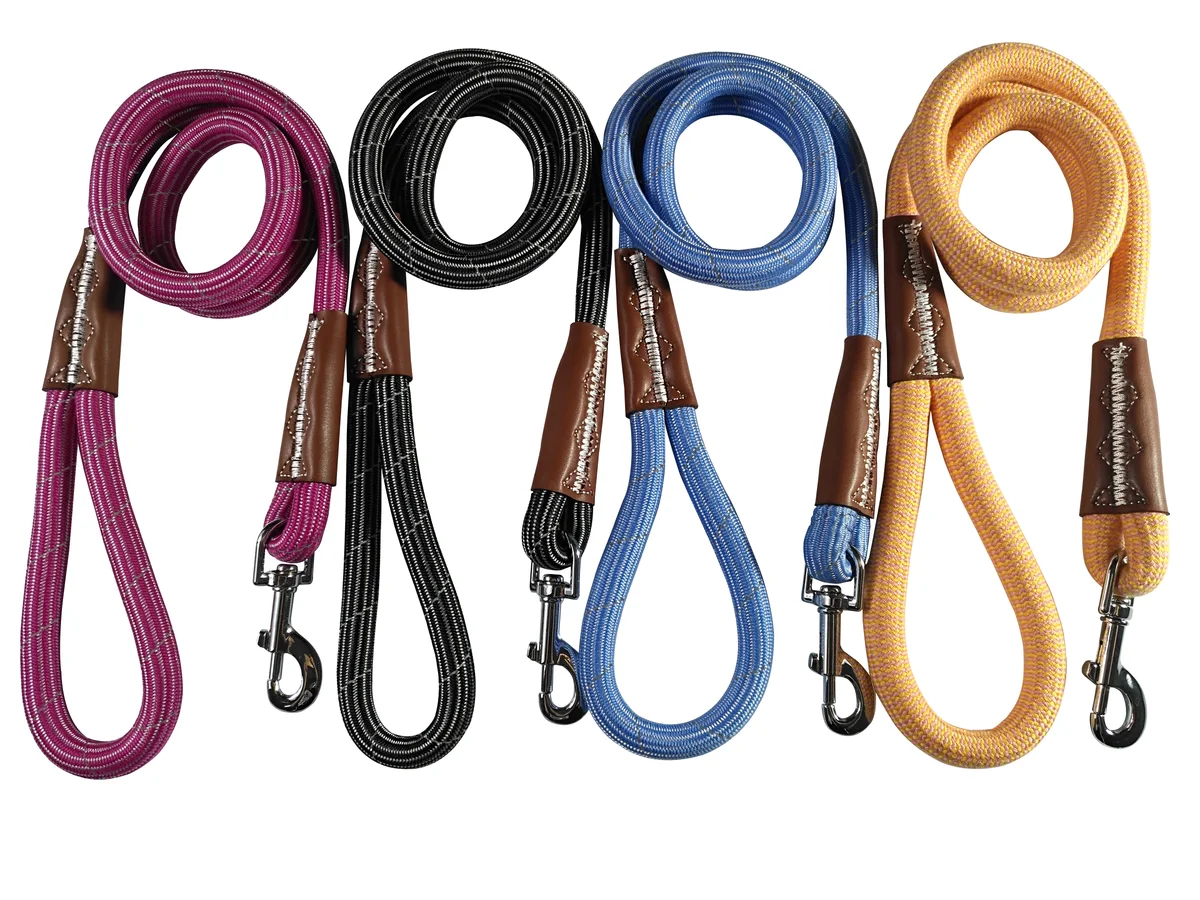 Reflective dog leash manufacturer double traffic handle control lead